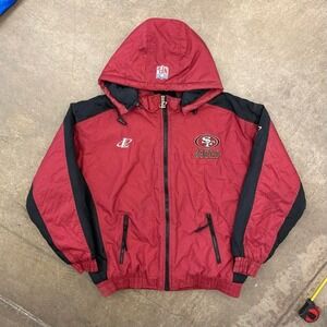 Vintage San Francisco 49ers 90s Logo Athletic NFL Full Zip Hood Puffer Jacket XL